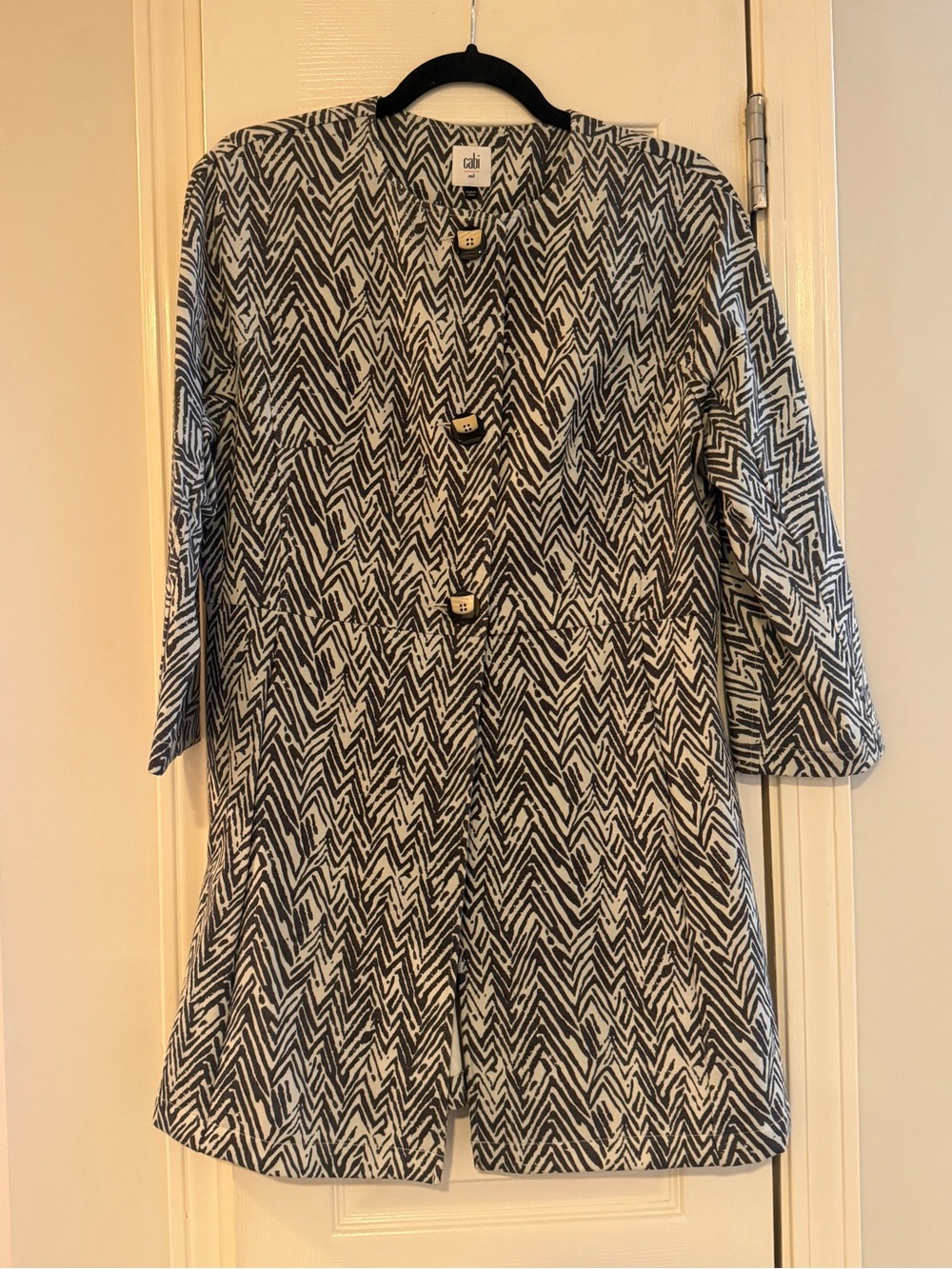 CAbi Black & White Zigzag Trench Coat